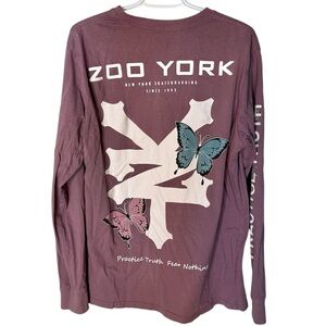 ZOO YORK Men’s Long Sleeve T-shirt Tee Practice Truth Fear Nothing Butterfly